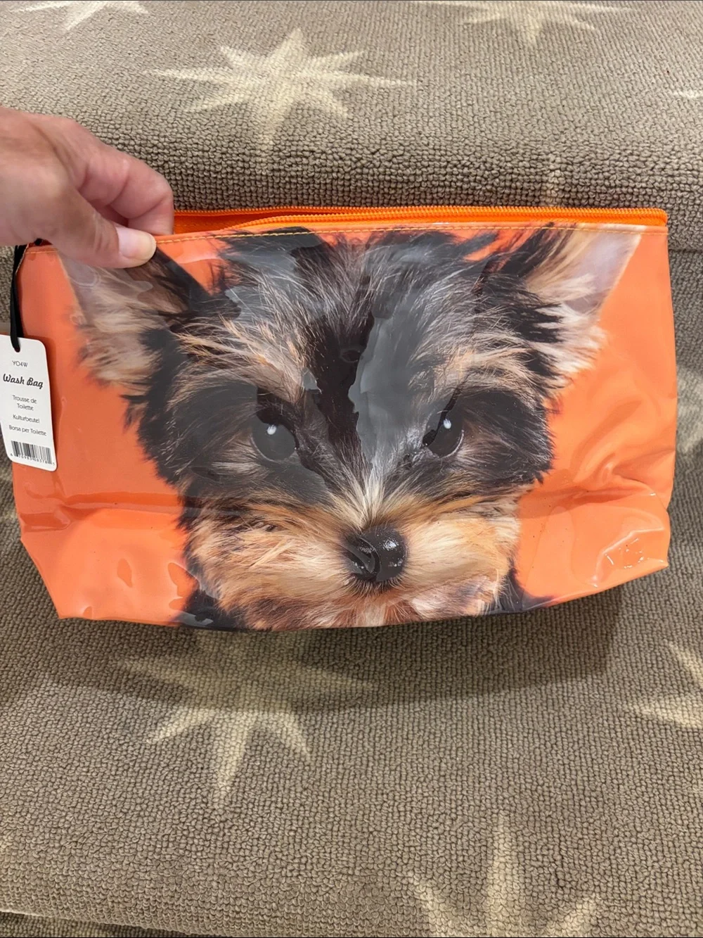 Orange Yorkie Print Dog Accessory Pouch